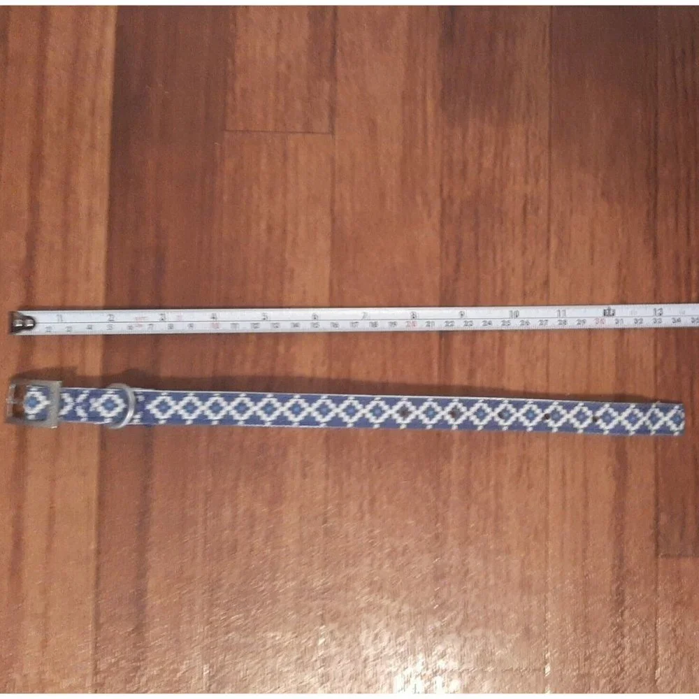 Small Boots and Barkley Dog Collar Blue Silver Geometric Design